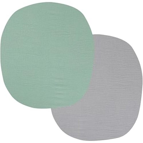 Muslin Bassinet Sheets 24" x21" Compatible with Graco Pack ‘n-Play Dome LX Bassinet, Small Round Bassinet Sheets 2 Pack 100% Cotton Grey and Green