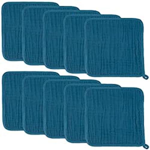 Amazon.com : Baby Washcloths, Muslin Cotton Baby Towels, Large 10”x10” Wash Cloths Soft on Sensitive Skin, Absorbent for Boys & Girls, Newborn Baby & Toddlers Essentials Shower Registry Gift (Neptune, Pack of 10) : Baby