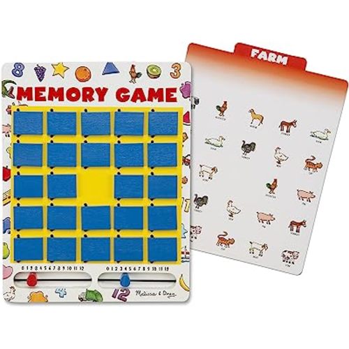Melissa & Doug Flip to Win Travel Memory Game - Wooden Game Board, 7 Double-Sided Cards
