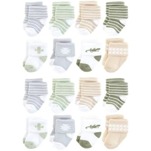 Hudson Baby Unisex Cotton Rich Baby Terry Socks 16-Pack