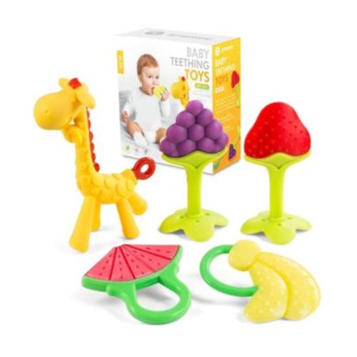 Baby Teething Toys for Newborn (5-Pack) Freezer Safe BPA Free Infant and Toddler Silicone Teethers Soothe Babies Gums, Perfect Baby Gift