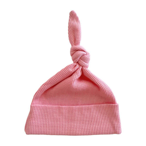Organic Waffle Knot Beanie, Pink