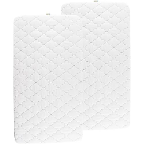 Bamuho Bassinet Mattress Protector Compatible with Foalom, Newton, Skylar Baby Bassinet, 2 Pack, Waterproof Quilted 3 in 1 Rectangle Bassinet Mattress Pad Cover, White, 35" x 20"