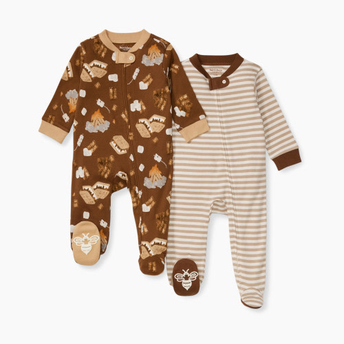 Burt's Bees Baby 2 Pack Sleep & Play Pajamas Organic Cotton - S'mores, 3-6 Months