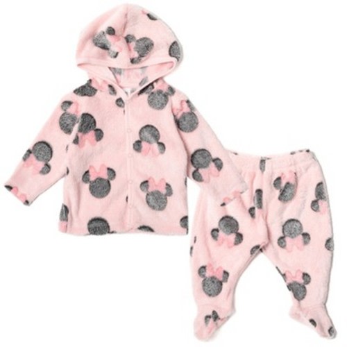 Disney Minnie Mouse Winnie the Pooh Baby Girls Fleece Jacket and Pants Newborn, Color: Black / pink, Size: 0-3 months