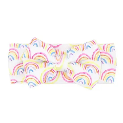 Pastel Rainbows Luxe Bow Headband - Little Sleepies