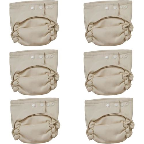 Osocozy Two Sized Fitted Cloth Diaper - 6 Count (Pack of 1) - Soft, Durable and Absorbent 100% Cotton Birdseye Weave Material. Easy to Use Snap Closures. Size 1 Fits 7-18 lbs