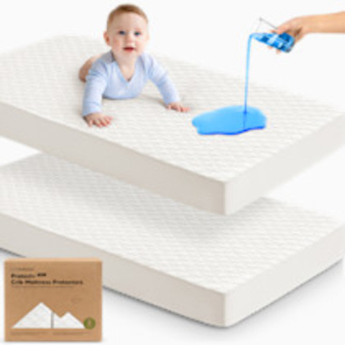 KeaBabies 2-Pack Mavy Protect+ Waterproof Crib Mattress Protector - Soft White