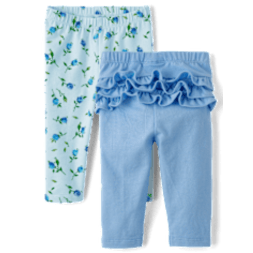 Baby Girls Floral Ruffle Leggings 2-Pack - BLUE | The Children's Place