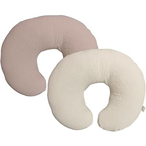 Nursing Pillow Cover,Muslin Cotton,Removable Cover for Breastfeeding Pillows, 2-Pack Pillow Covers, Ultra-Soft Baby Nursing Pillow, Fits Newborn Feeding Pillow 22.5IN*18IN (Sand)