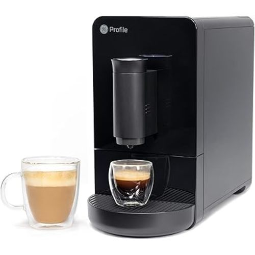 GE Profile Automatic Espresso Machine | Brew in Less Than 90 Seconds | 20 Bar Pump Pressure for Balanced Extraction | Five Adjustable Grind Size Levels | WiFi Connected for Drink Customization | Black