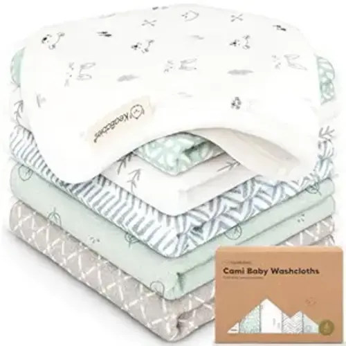 6-Pack Cotton Baby Washcloths for Newborn - Organic Cotton Muslin Soft Wash Cloths for Babies, Infant, Kids, Toddler Towels for Boy, Girl, Super Absorbent Face Cloths, Scratch-Free Baby Rags (Nordic)