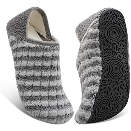 Fires Womens Mens Slippers with Rubber Sole Soft-Lightweight House Slipper Socks Around House Shoes Non Slip Indoor/Outdoor