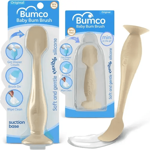 Bumco Baby Bum Brush + Mini Diaper Cream Spatula - BPA-Free Butt Spatula, Soft Diaper Spatula, Baby Diaper Cream Applicator, Mom-Invented Diaper Bag Essentials, Butt Spatula
