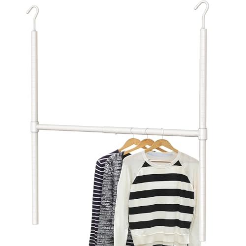 Simple Houseware Adjustable Closet Hanging Rod, White