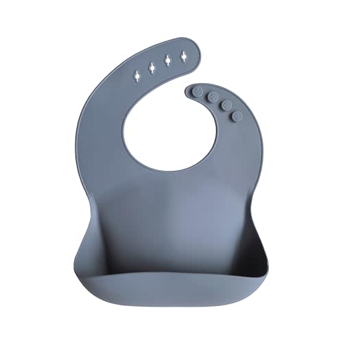 mushie Silicone Baby Bib | Adjustable Fit Waterproof Bibs (Tradewinds)