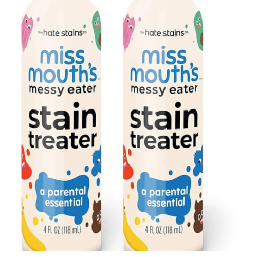 Miss Mouth's Messy Eater Stain Treater Spray - 4oz 2 Pack Stain Remover - Newborn & Baby Essentials - No Dry Cleaning Food, Grease, Coffee Off Laundry, Underwear, Fabric
