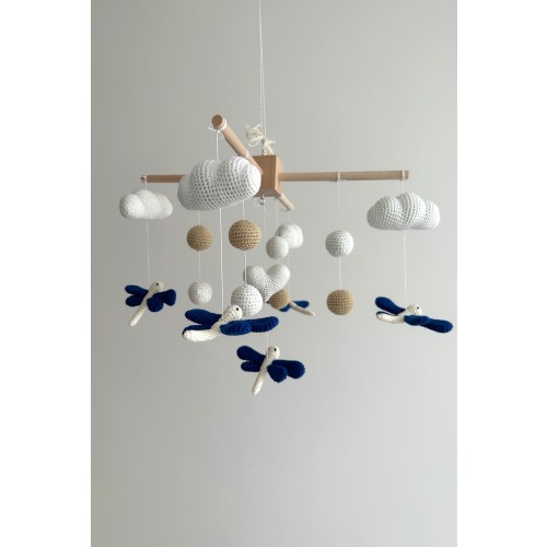 Dragonflies babymobile, baby nursery, dragonflies baby mobile, crochet dragonfly baby nursery, cute handmade baby mobile