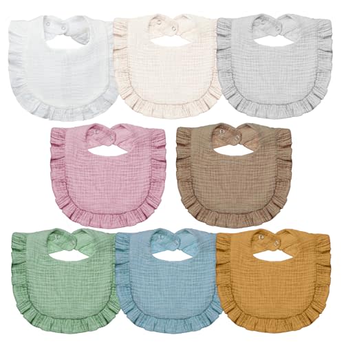 Lictin 8-Pack Muslin Baby Bibs - Bandana Drooling and Teething Bibs, Unisex Cotton
