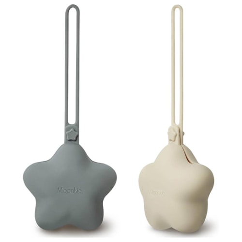 Moonkie Silicone Pacifier Holder Case, Cute Portable Pacifier Storage Case, 2 Pack