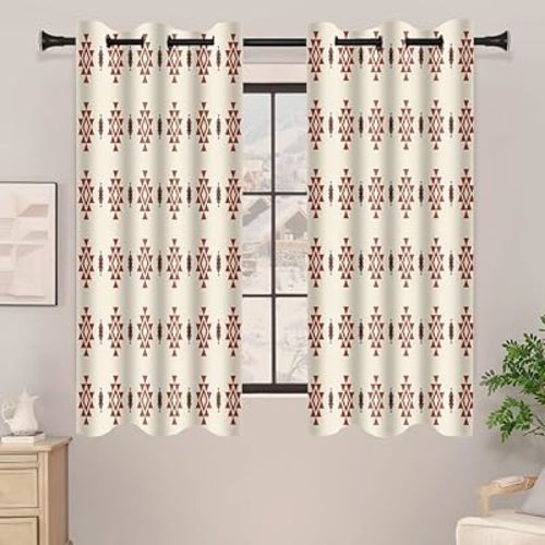 Southwestern Aztec Curtains Western Native American Geometric Rustic Farmhouse Blackout Window Drapes for Living Room Bedroom 42x63 inch 2 Panels