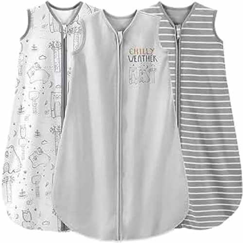 Yoofoss Baby Sleep Sack 0-6 Months Baby Wearable Blanket 100% Cotton 2-Way Zipper TOG 0.5 Toddler Sleeping Sack 3 Pack, Lightweight Sleep Sacks for Babies