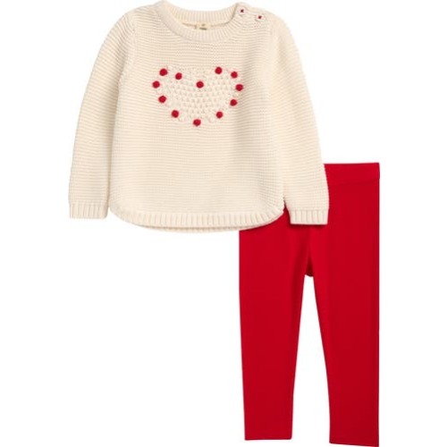 Pompom Heart Sweater & Leggings Set, 6M