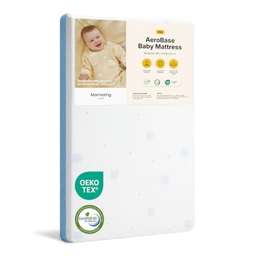 MAMAZING Mini Crib Mattress 24" x 38", 2-Stage Breathable Mattress, Non-Toxic, Waterproof Sleep Surface, Machine-Washable Outer Cover for Easy Care, Fits Any Mini Size & Portable Crib