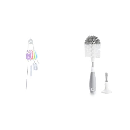 Munchkin® Details™ Bottle and Cup Cleaning Brush 4 Piece Set with Key Ring & Bristle™ Bottle Brush, Grey