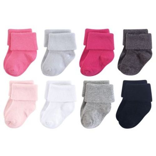 Luvable Friends Baby Girl Fun Essential Socks, Gray Pink, 0-6 Months