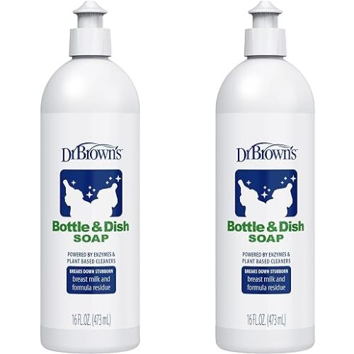 Dr. Brown's Bottle & Dish Soap for Baby Bottles and Baby Accessories, Plant-Derived, Fragrance-Free, 16 fl oz, 2 Pack