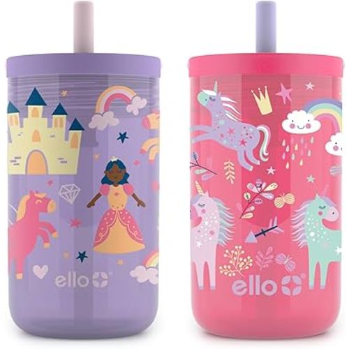 Ello Bop 2-Pack 12oz Kids Plastic Tumbler Set with Carry Loop | Leak-Proof Slider Lid | Removable Spill Resistent Soft Straw | BPA-Free