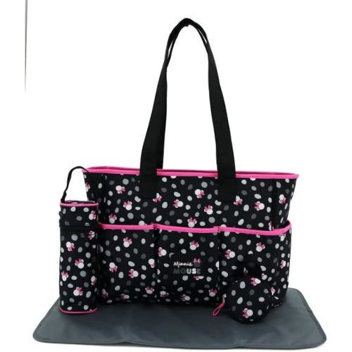 Disney Multi Piece Tote, Minnie Print 8 Pockets 4 Pcs