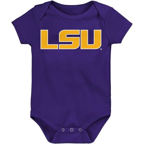 Outerstuff NCAA Officially Licensed Newborn & Infants 0-24 Months Primary Logo Onesie Bodysuit Romper - Lsu Tigers - Purple