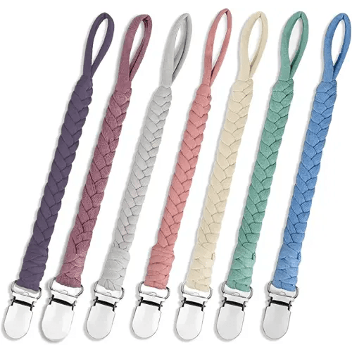 7 Pcs Pacifier Clips for Baby Girls & Boys, Handmade Braided Pacifier Clip Cotton Binky Clips Fits All Pacifiers Pacifier Holder Modern Unisex Smoother Baby Gifts