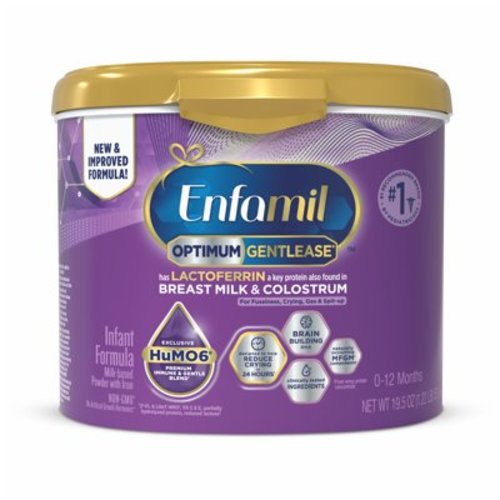 Enfamil Optimum Gentlease Baby Formula, Our Closest Formula to Breast Milk For Fussiness, Crying, Gas & Spit-up, Immune-Supporting Lactoferrin also found in Breast Milk, 19.5 Oz