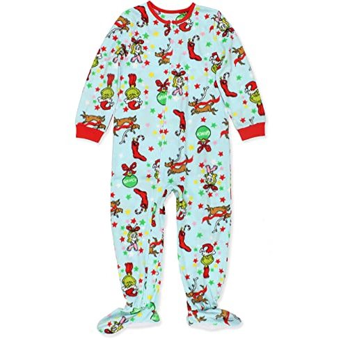 The Grinch Dr. Seuss Toddler Boys Girls Christmas Footed Blanket Sleeper Pajamas