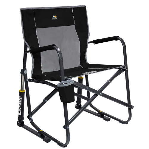 GCI Outdoor Freestyle Rocker Foldable Rocking Camp Chair, Black