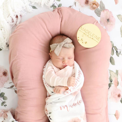 Millie's Dusty Rose Garden Personalized Baby Name Swaddle Blanket