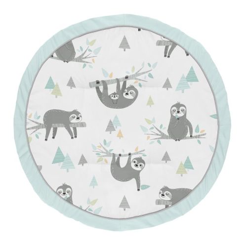 Sweet Jojo Designs Boy, Girl, Unisex/gender Neutral Baby Tummy Time Playmat Sloth Blue, Grey And Green