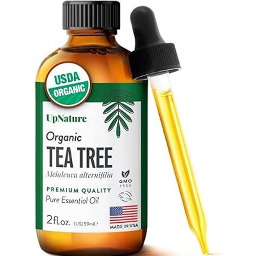UpNature Tea Tree Oil - 100% Pure USDA Certified Organic Tea Tree Essential Oils for Skin, Hair, Toenail, Body and Scalp (2oz)