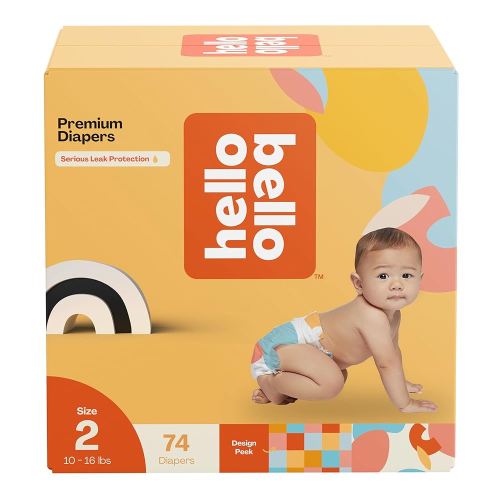 Hello Bello Premium Diapers Size 2, Honeysuckle Designs, 74ct Club Box, Hypoallergenic and Extra Absorbent