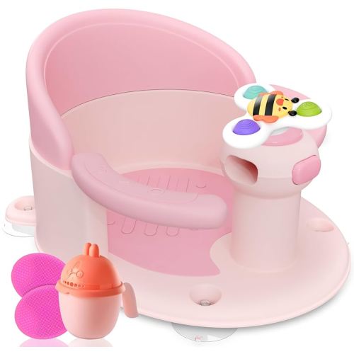 BEBELEH™ Baby Bath Seat for Babies 6 Months & Up - Safe Infant and Toddler Baby Bathtub Seat for Sitting Up - Baby Bath Tub Baby Tub Seat for Shower (Pink)