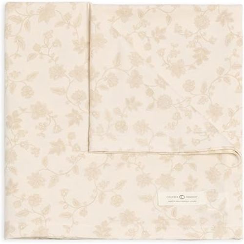Colored Organics Baby Organic Cotton Swaddle - Infant Receiving Blanket - Aria Floral/Beige