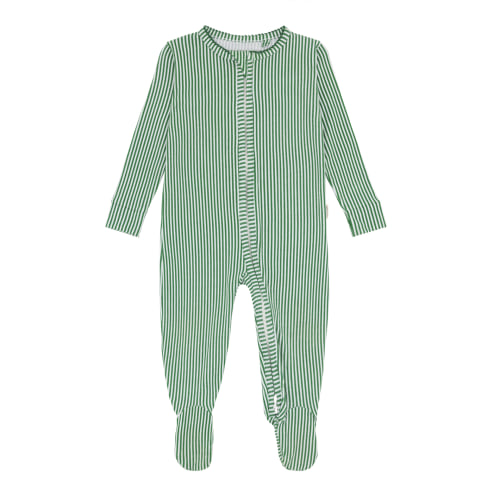 baby hunter green stripe pima footie - 6/12