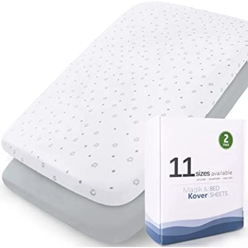 Bassinet Sheets Compatible with AMKE 3 in 1 (35" x 21"), Besrey, Miliard, GoFirst, Li’l Pengyu, Foalom, YADAQE, Baby Joy, TCBunny, yamesmile Bassinet, Ultra Soft & Super Stretchy, Grey & White Star