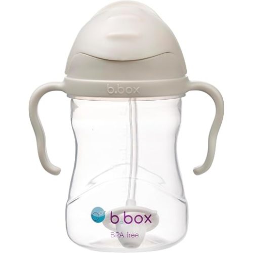 b.box Sippy Cup with Weighted Straw, Leak & Spill Proof, Easy Grip, BPA Free, Dishwasher Safe, Sip from Any Angle. Ideal for Babies 6m+ to Toddlers. (Latte, 8oz)