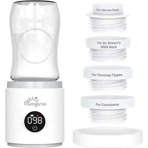 Bottle Warmer, Portable Bottle Warmer for Travel with 4 Adapters, LED Real-time Display & Rechargeable & Precise Temperature Control Travel Bottle Warmer for All Bottles Breastmilk & Formula