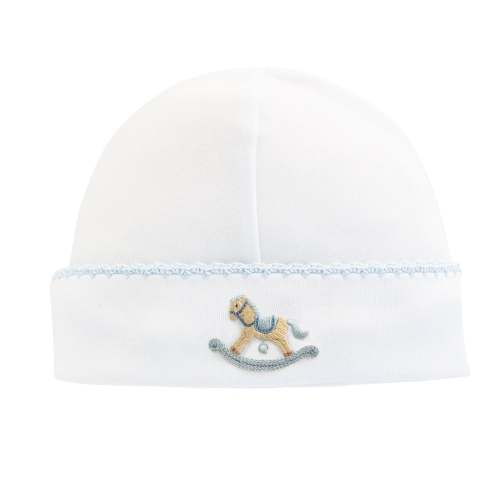 Cute Rocking Horse Embroidered Hat w/Crochet Trim | Blue – Madison Grace Home