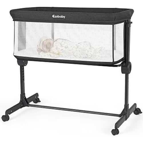 Ezebaby Baby Bassinet, Bedside Bassinet for Baby, Portable Baby Bassinets Bedside Sleeper for Newborn Baby Infants with Adjustable 7 Heights and All Mesh Sides, Mattress & Sheet Included